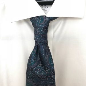 Van Heusen - Classic Collection - dark blue green paisley necktie